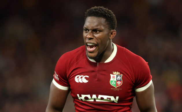 British & Irish Lions captain Maro Itoje shouts instructions during the 2025 Test against the Queensland Reds.