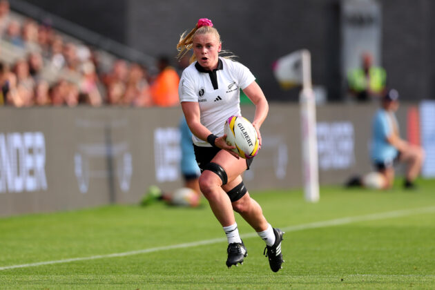 Jorja Miller of New Zealand runs with the ball during the Women's Rugby World Cup 2025. (Photo by Molly Darlington - World Rugby)