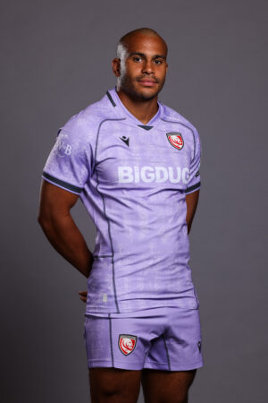 Will Joseph of Gloucester Rugby poses in the 2025-26 away shirt. (Photo by Barrington Coombs/Getty Images)