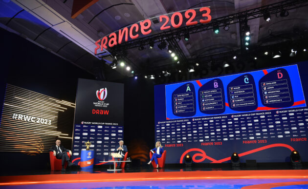 A picture of the draw for the 2023 Rugby World Cup in France.