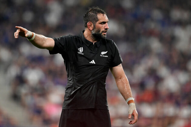 New Zealand's Sam Whitelock during the 2023 Rugby World Cup match against France