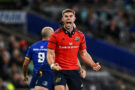 Munster's Jack Crowley celebrates winning a penalty during his side's October 2025 URC match against Leinster