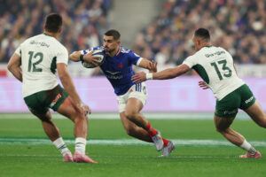 France's Thomas Ramos runs with the ball during the 2025 Quilter Nations Series match against South Africa