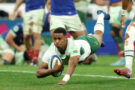 Grant Williams scores South Africa's third try during the November 2025 Test match against France.