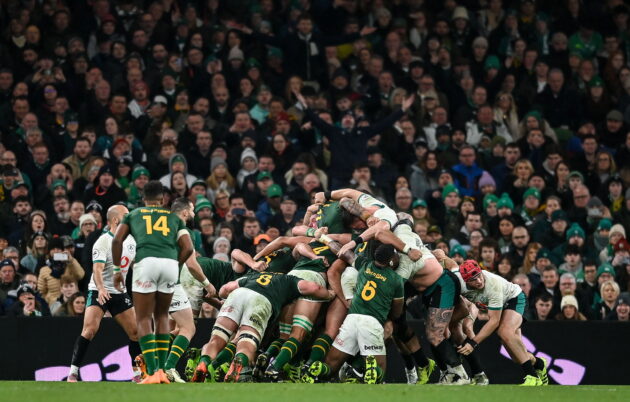 The Springboks demolish Ireland's scrum during the Autumn Internationals. (Photo By David Fitzgerald/Sportsfile via Getty Images)