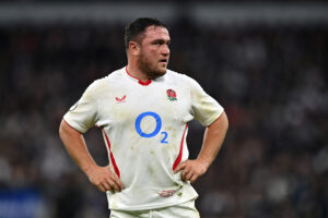 England’s Jamie George standing with his hands on his hips during the 2025 Quilter Nations Series match against New Zealand.