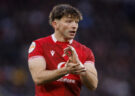 Dan Edwards of Wales makes a clapping gesture during the 2026 Six Nations match against England