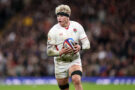 Henry Pollock of England runs with the ball during the 2026 Six Nations match against Wales