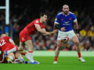 Wales' Tomos Williams makes a pass during the February 2026 Six Nations match against France