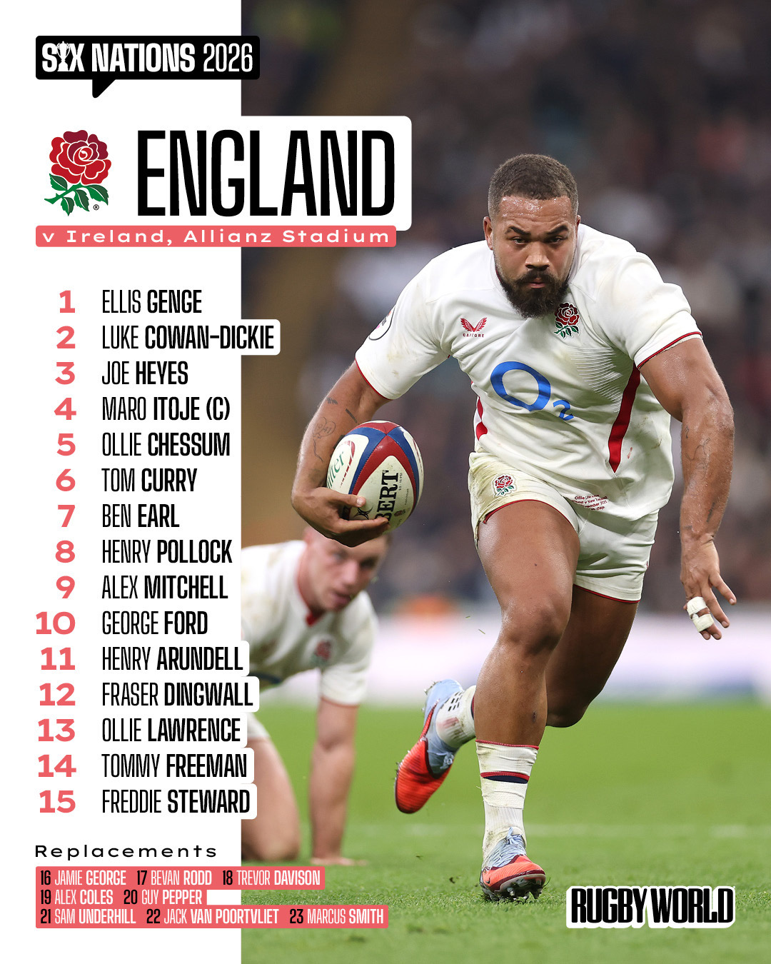 England team line-up v Ireland