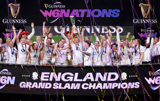 England celebrate winning the 2025 Women’s Six Nations