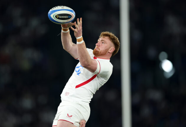 England’s Ollie Chessum claims a lineout during the 2026 Six Nations match against Italy