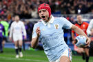 Louis Bielle-Biarrey on his way to scoring France’s first try during the 2026 Six Nations match against England
