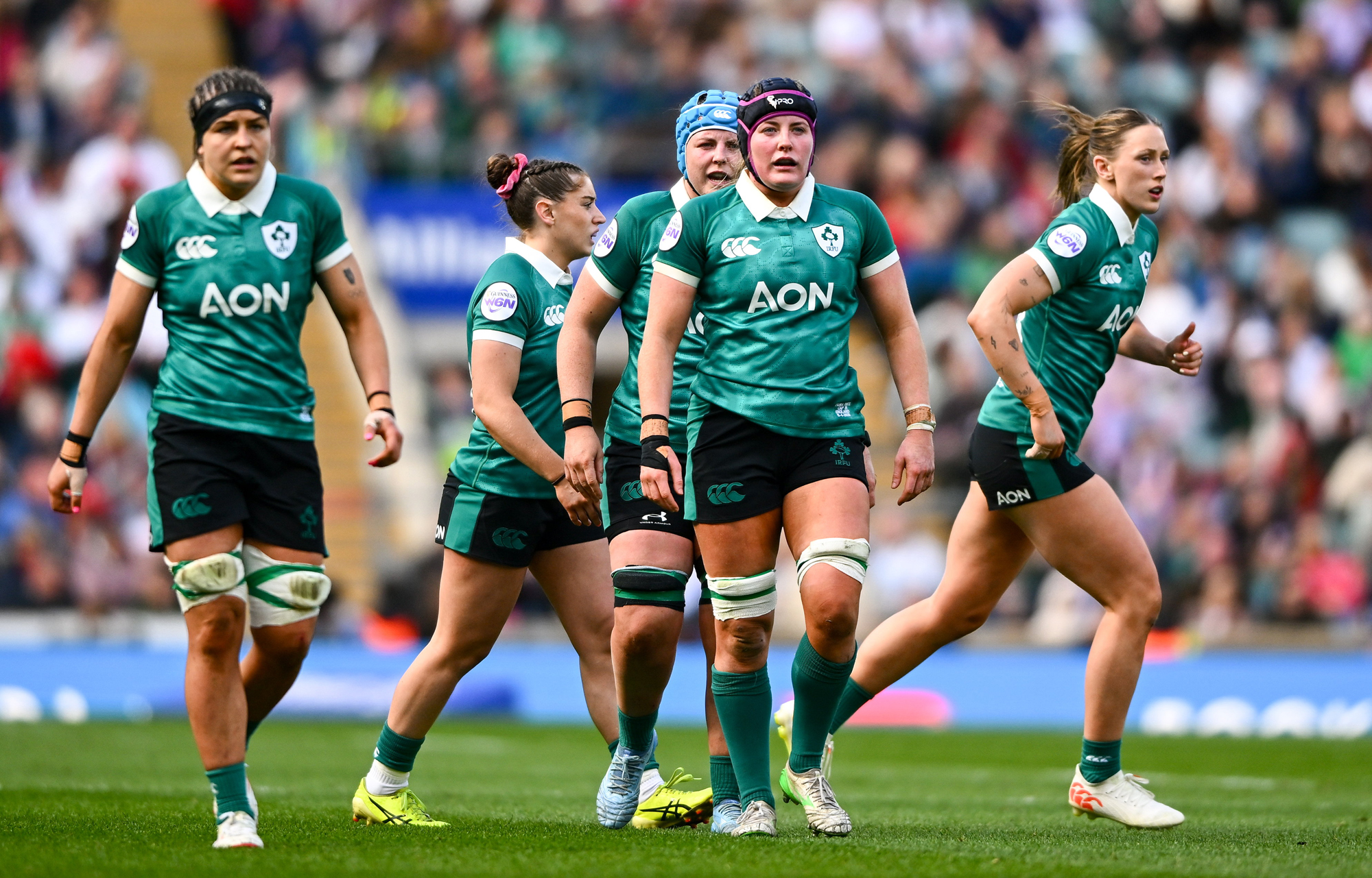 Ireland players during the 2026 Women's Six Nations match against England