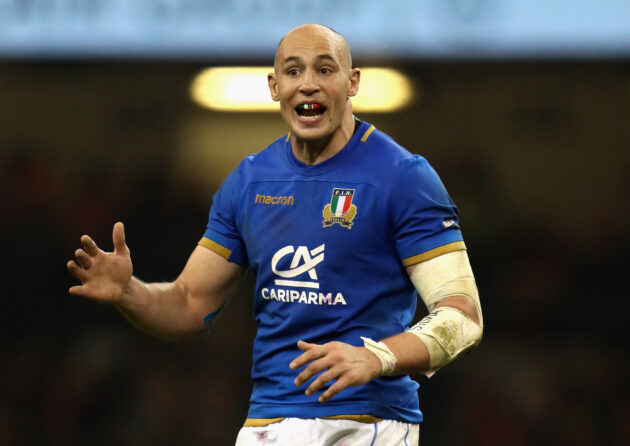 Italy’s Sergio Parisse shouts instructions during his team's 2018 Six Nations match against Wales.