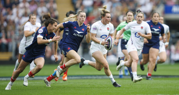 England’s Meg Jones runs with the ball during the 2025 Six Nations match against France