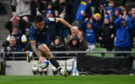 Leinster's Rieko Ioane touches down a try during his team's 2026 European Champions Cup quarter-final against Sale Sharks.