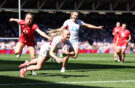 Millie David of England scores her side's second try during the Women’s Six Nations 2026 match against Wales