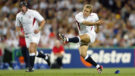 England's Jonny Wilkinson kicks a penalty during the October 2003 Rugby World Cup match against South Africa
