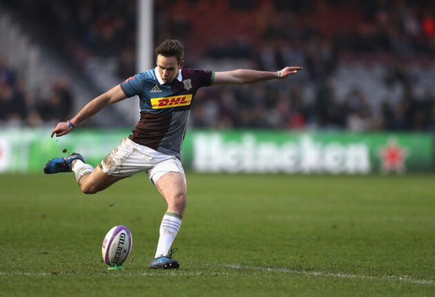 LONDON, ENGLAND - DECEMBER 17: Ruaridh Jackson of Quins in action during the European Rugby Challenge Cup Pool 5 match between Harlequins and Timisoara Saracens at Twickenham Stoop on December 17, 2016 in London, United Kingdom. (Photo by Christopher Lee/Getty Images for Harlequins)