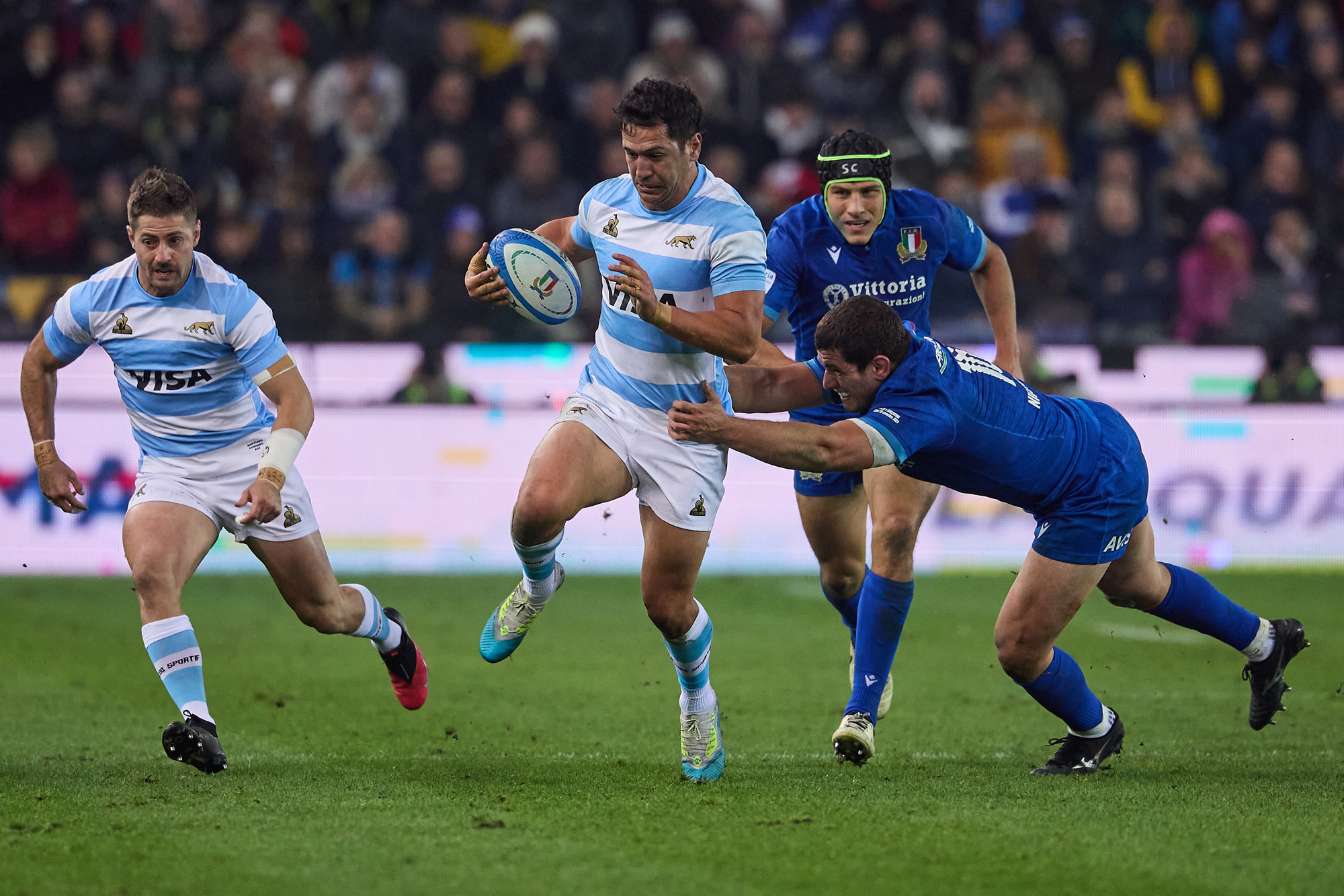 Argentina's Matias Moroni is tackled by Italy's Giacomo Nicotera during the 2025 Autumn Nations Series match.