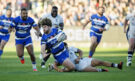 Bath’s Alfie Barbeary goes to ground during the October 2025 Prem Rugby match against Bristol Bears