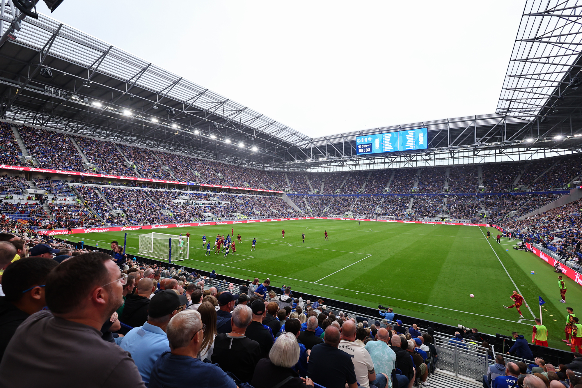 Everton's new Hill Dickinson Stadium hosts Everton v AS Roma in a pre-season friendly in August 2025
