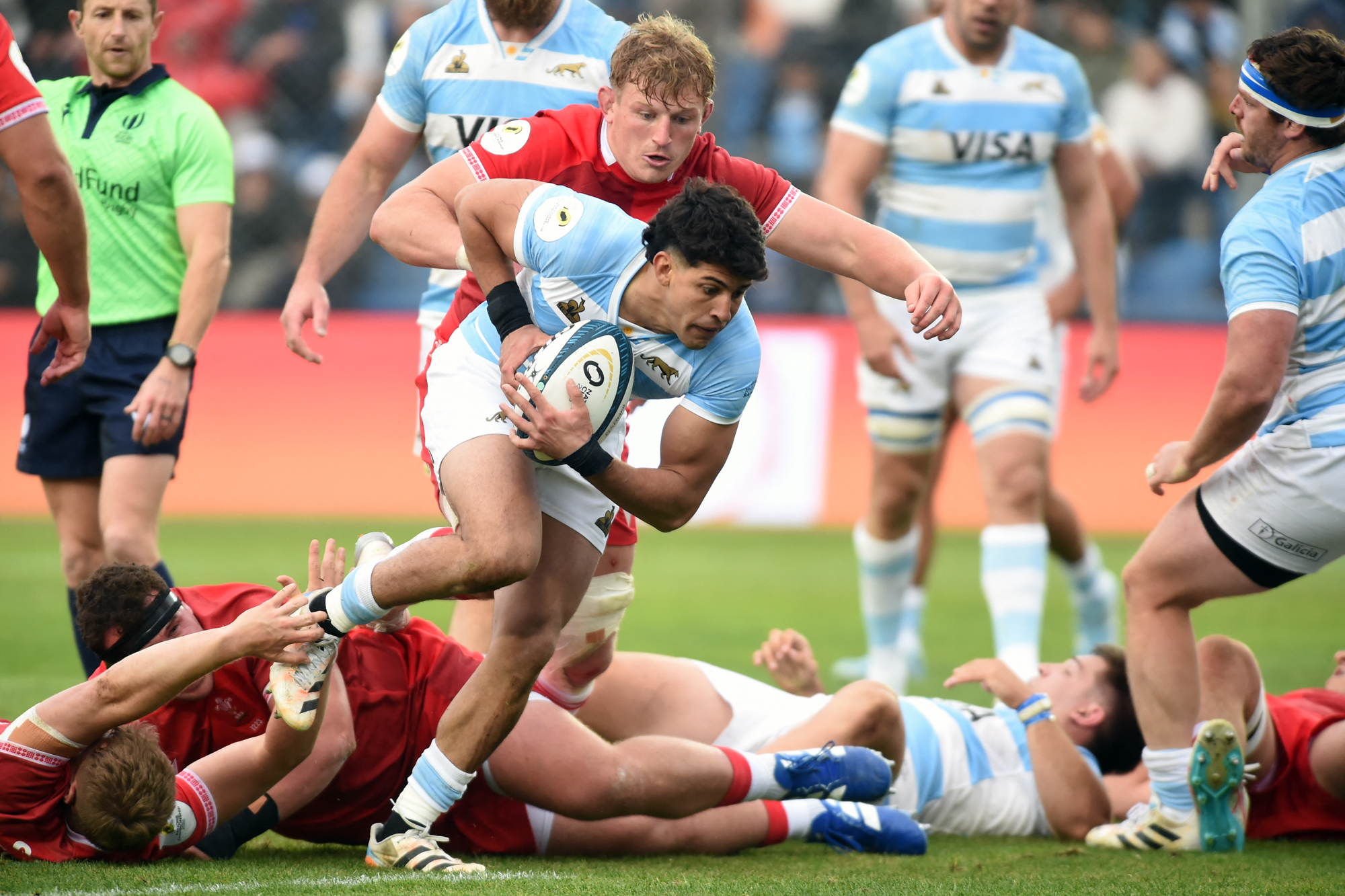 Argentina’s Simon Benitez runs with the ball during his team’s July 2026 Nations Championship win over Wales