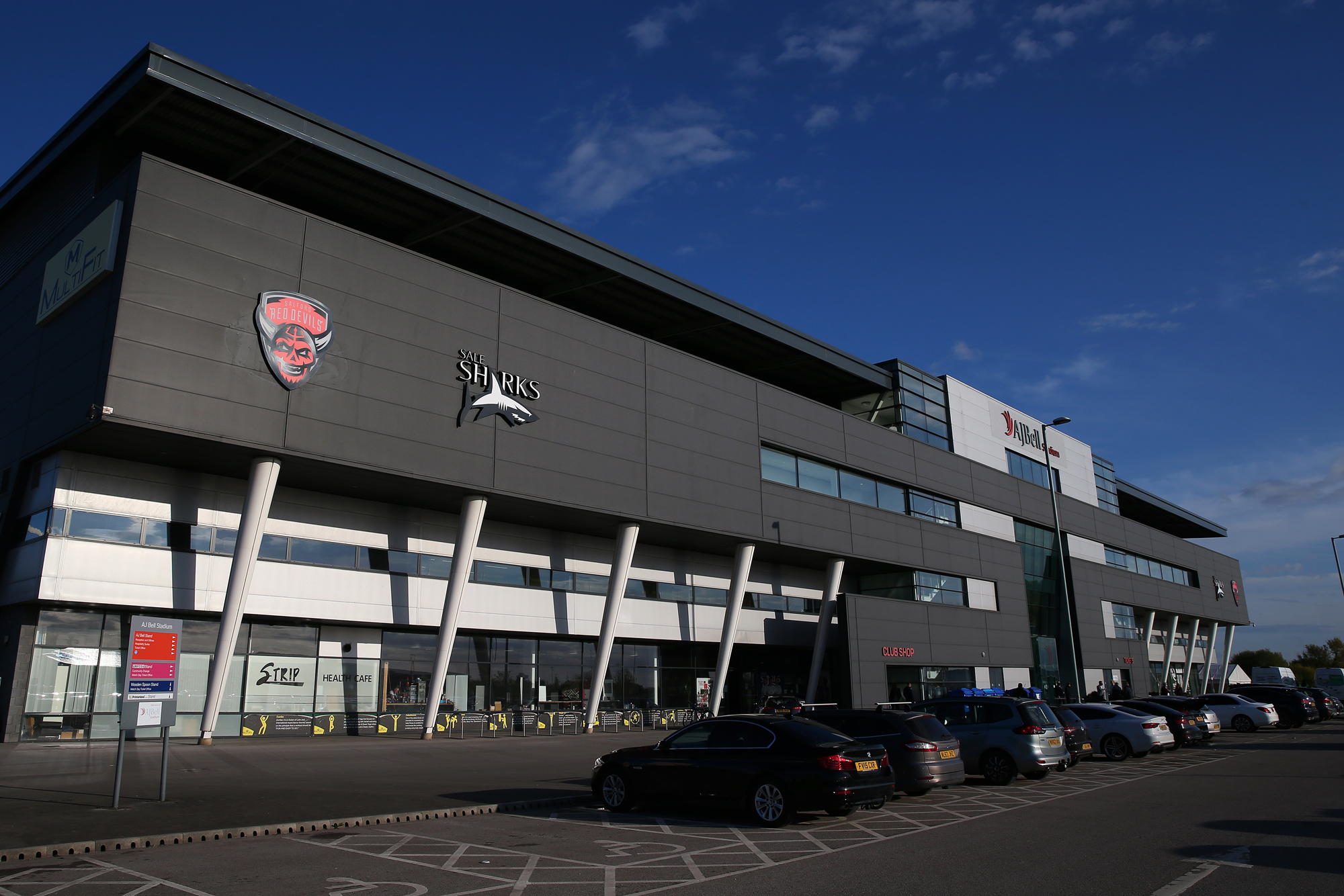 The exterior of the CorpAcq Stadium, home of Sale Sharks