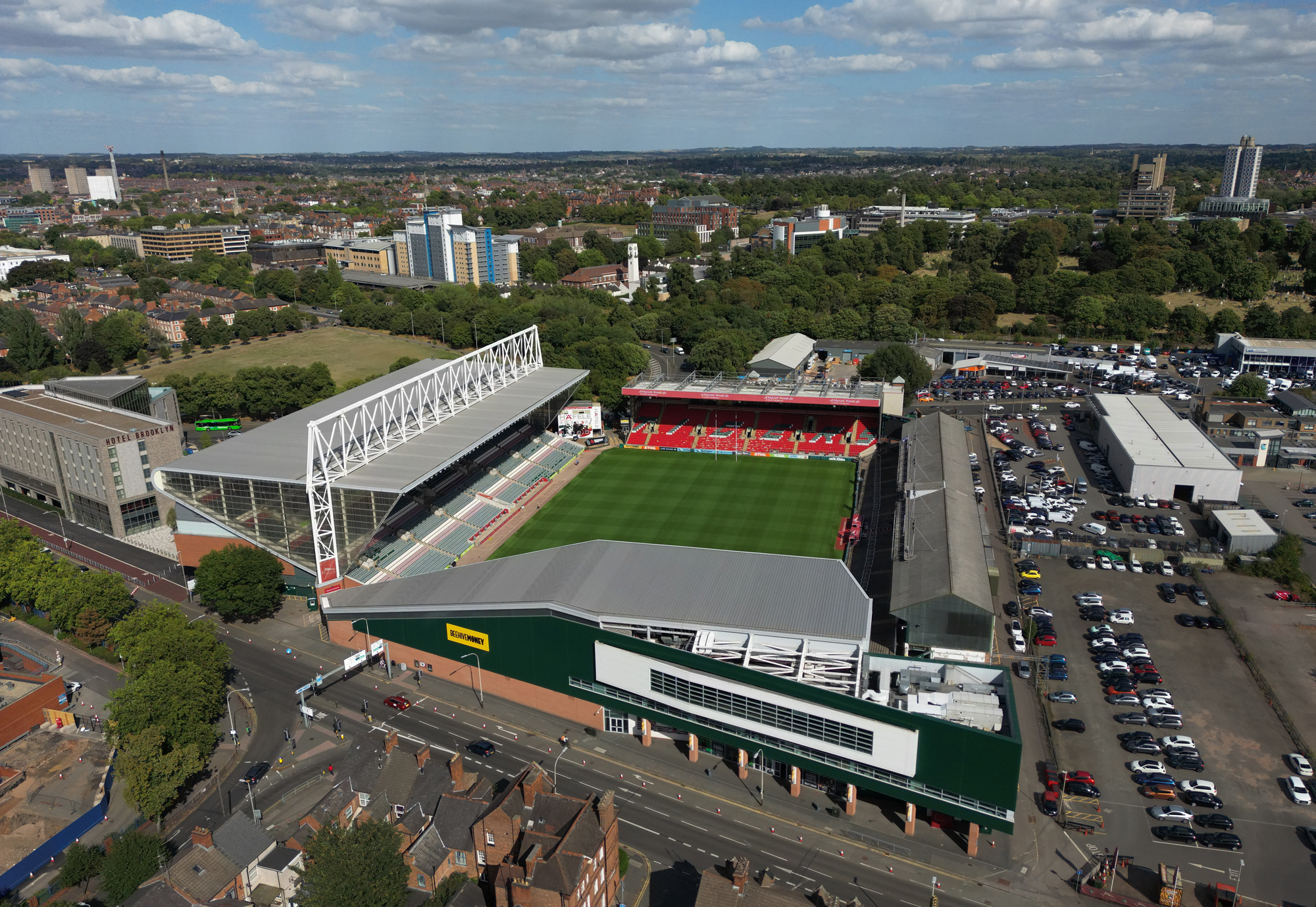 A drone shot of Welford Road, home of Leicester Tigers
