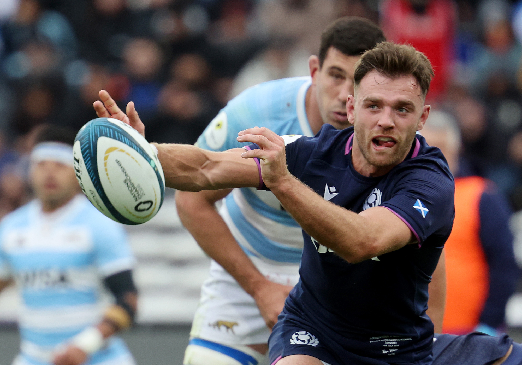 Scotland's Ben White passes the ball during the 2026 Nations League match against Argentina