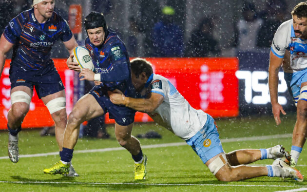 Edinburgh's Darcy Graham is tackled during a January 2026 URC match against the Bulls.