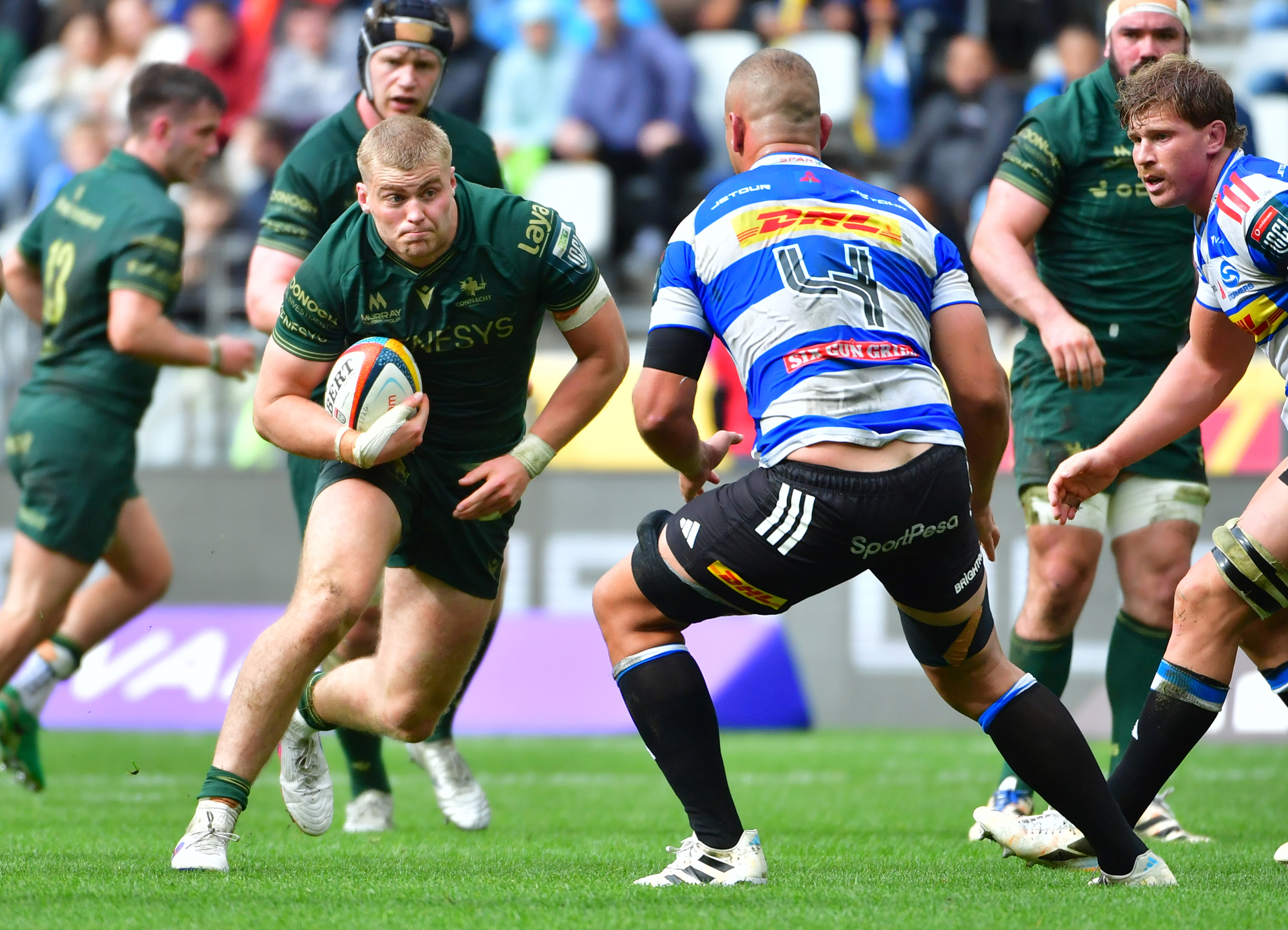 Connacht’s Sean Jansen runs with the ball during the April 2026 URC match against the Stormers.