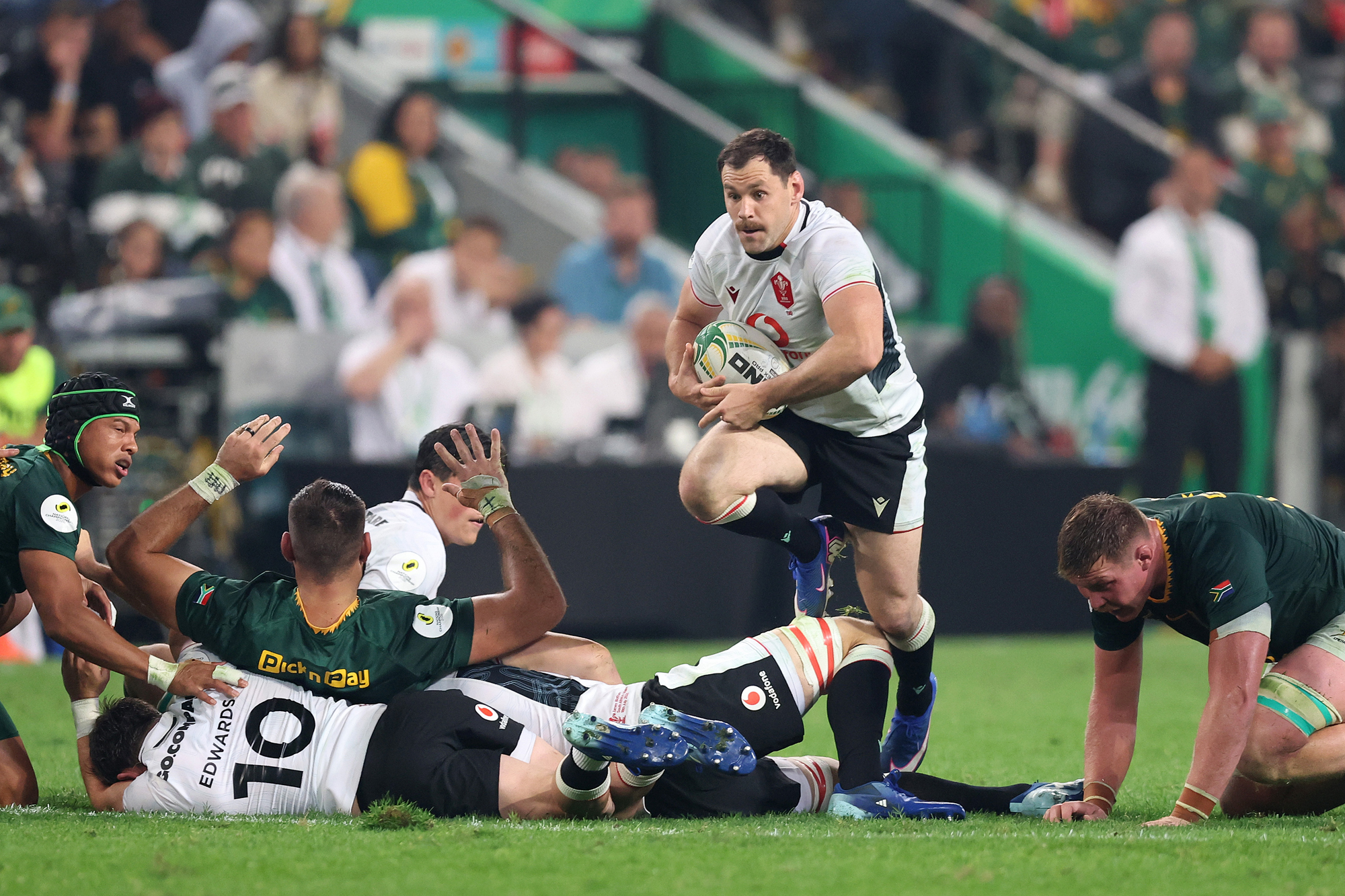 Tomos Williams of Wales runs with the ball during a July 2026 Nations Championship match against South Africa.