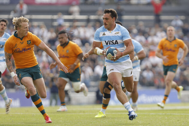 Argentina's Rodrigo Isgro runs with the ball during the August 2026 first Test against Australia