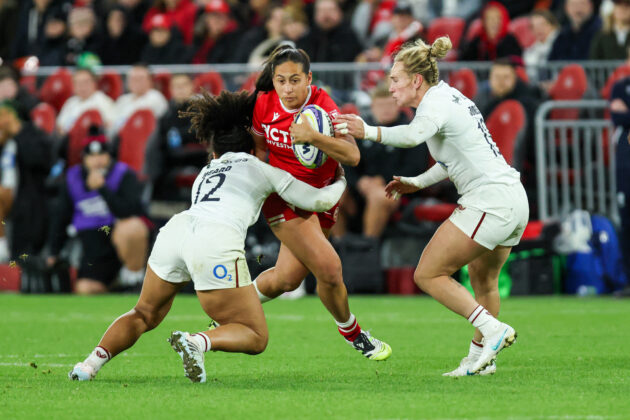 Shoshanah Seumanutafa of Canada runs with the ball during their October 2026 WXV Global Series victory over England in Toronto