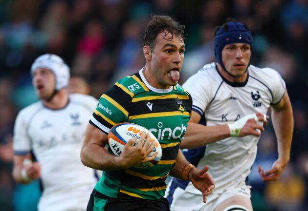 Josh Kemeny of Northampton Saints runs in the team's eighth try in the May 2026 PREM Rugby victory over Bristol Bears.