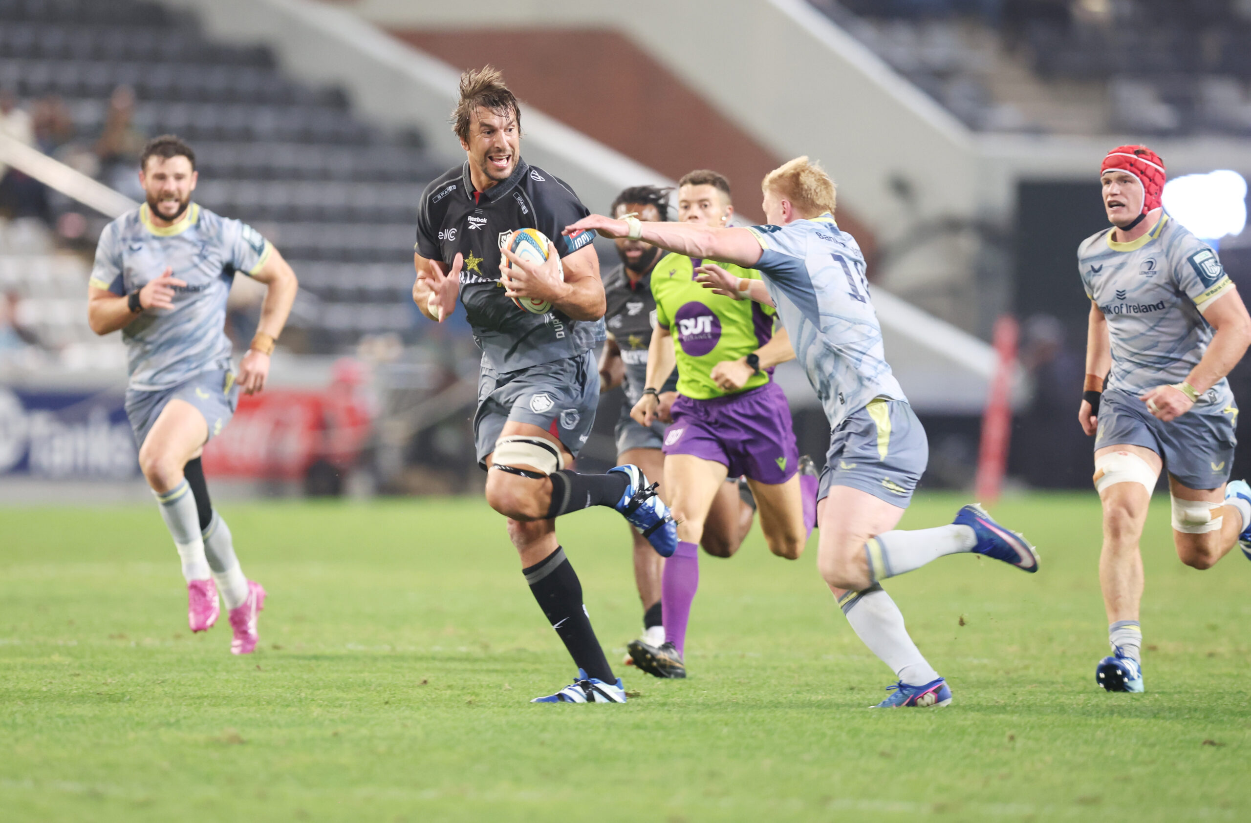 Eben Etzebeth of Hollywoodbets Sharks during the United Rugby Championship match between Hollywoodbets Sharks and Leinster at Hollywoodbets Kings Park on October 3, 2026 in Durban, South Africa. (Photo by Steve Haag/Gallo Images/Getty Images)